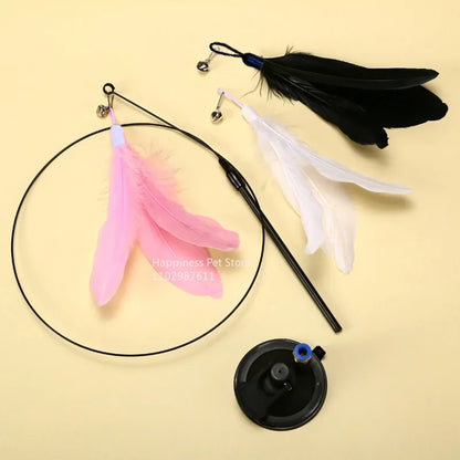 Interactive Cat Teaser Stick with Bell & Replaceable Feather Head!