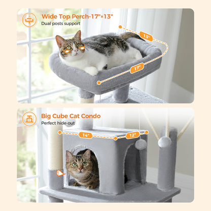 Tall Plush Cat Tower with Caves and Scratching Boards!