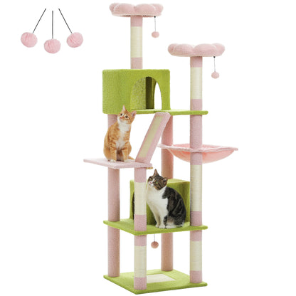 Tall Plush Cat Tower with Caves and Scratching Boards!