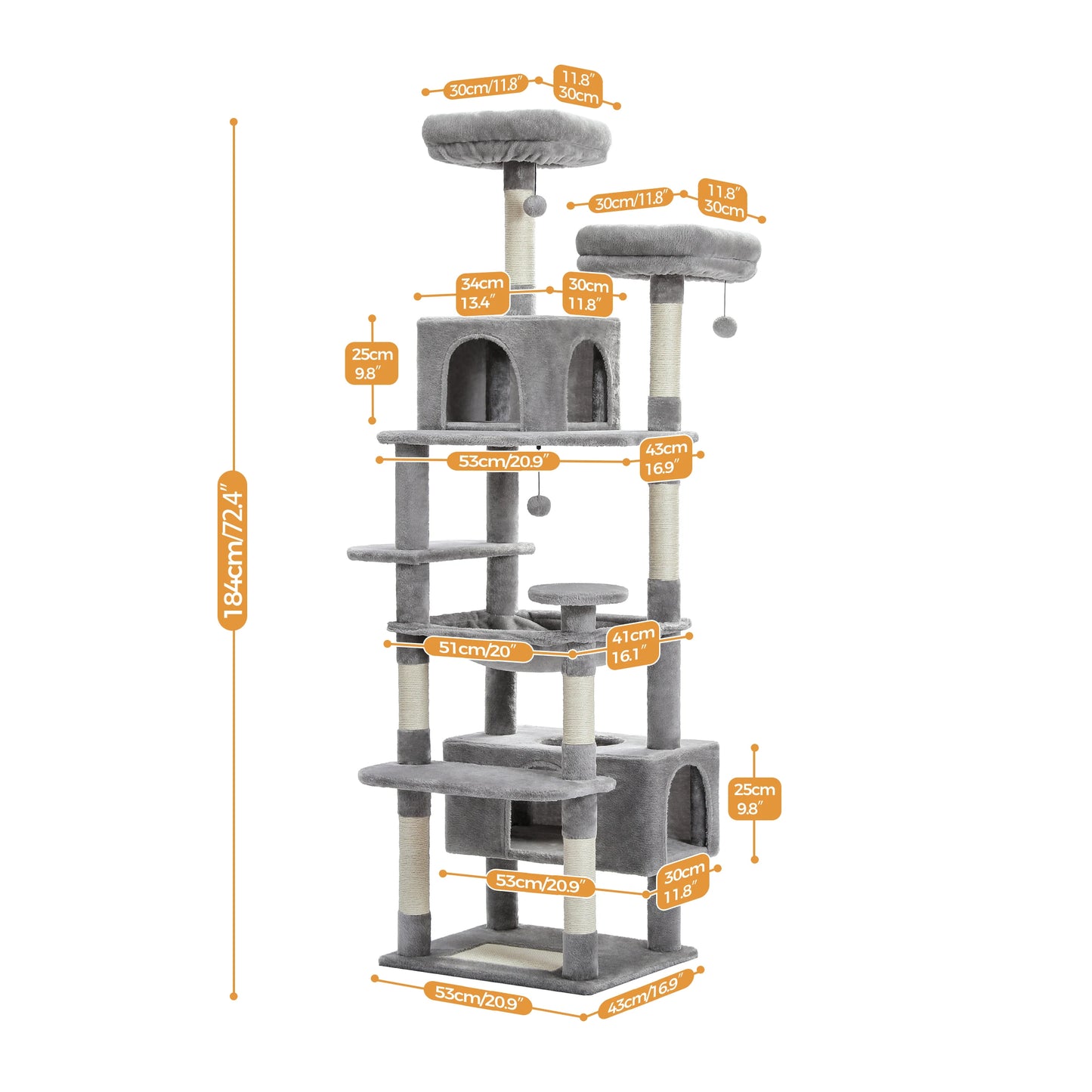 Tall Plush Cat Tower with Caves and Scratching Boards!