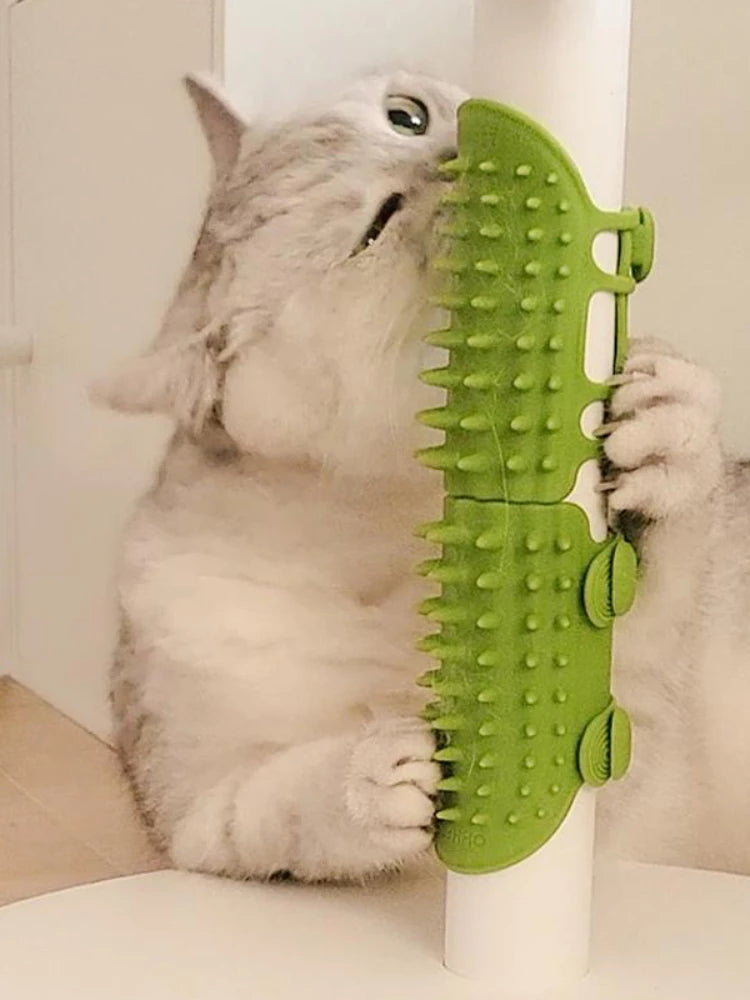 Self-Cleaning Cat Grooming Brush & Wall Scratcher Combo!