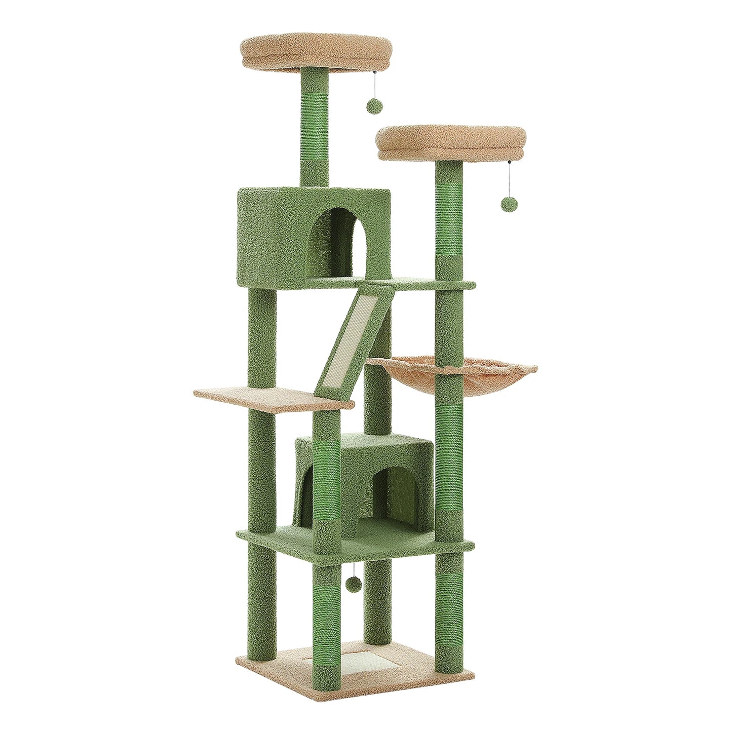 Tall Plush Cat Tower with Caves and Scratching Boards!