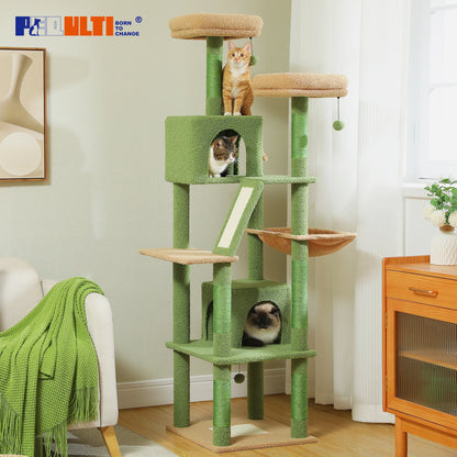 Tall Plush Cat Tower with Caves and Scratching Boards!