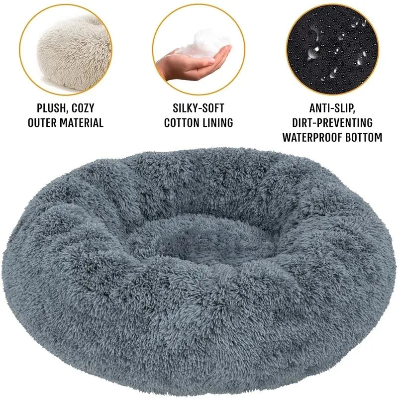 Winter-Ready Round Dog & Cat Bed - Plush & Washable!