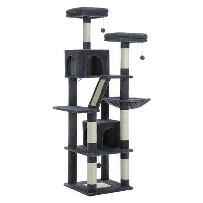 Tall Plush Cat Tower with Caves and Scratching Boards!