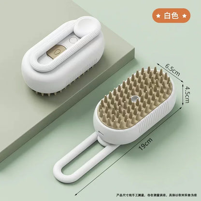 3-in-1 Electric Steam Brush for Pet Grooming & Massage!