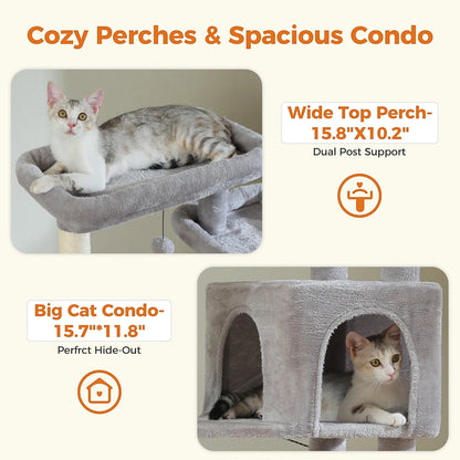 Tall Plush Cat Tower with Caves and Scratching Boards!