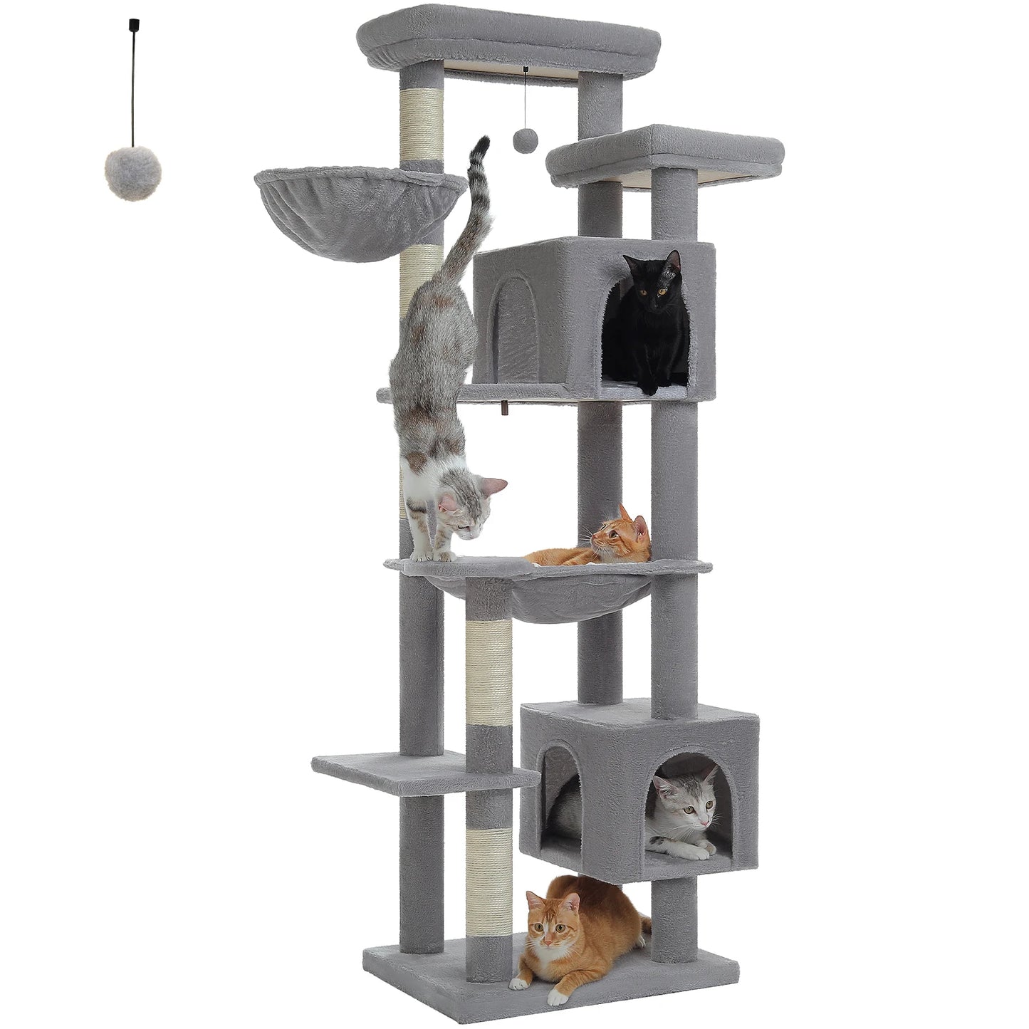 Tall Plush Cat Tower with Caves and Scratching Boards!