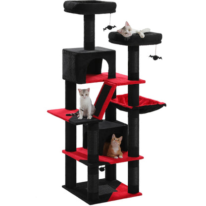 Tall Plush Cat Tower with Caves and Scratching Boards!