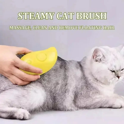 3-in-1 Electric Steam Brush for Pet Grooming & Massage!