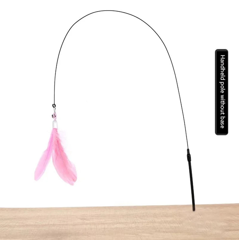 Interactive Cat Teaser Stick with Bell & Replaceable Feather Head!