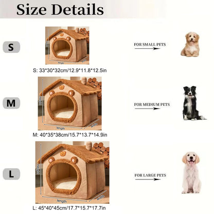 Cozy 4-Season Enclosed Pet Bed - Teddy Bear Style!