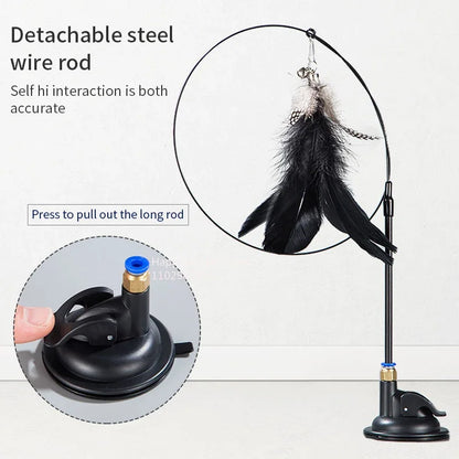 Interactive Cat Teaser Stick with Bell & Replaceable Feather Head!