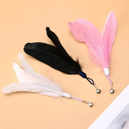 Interactive Cat Teaser Stick with Bell & Replaceable Feather Head!