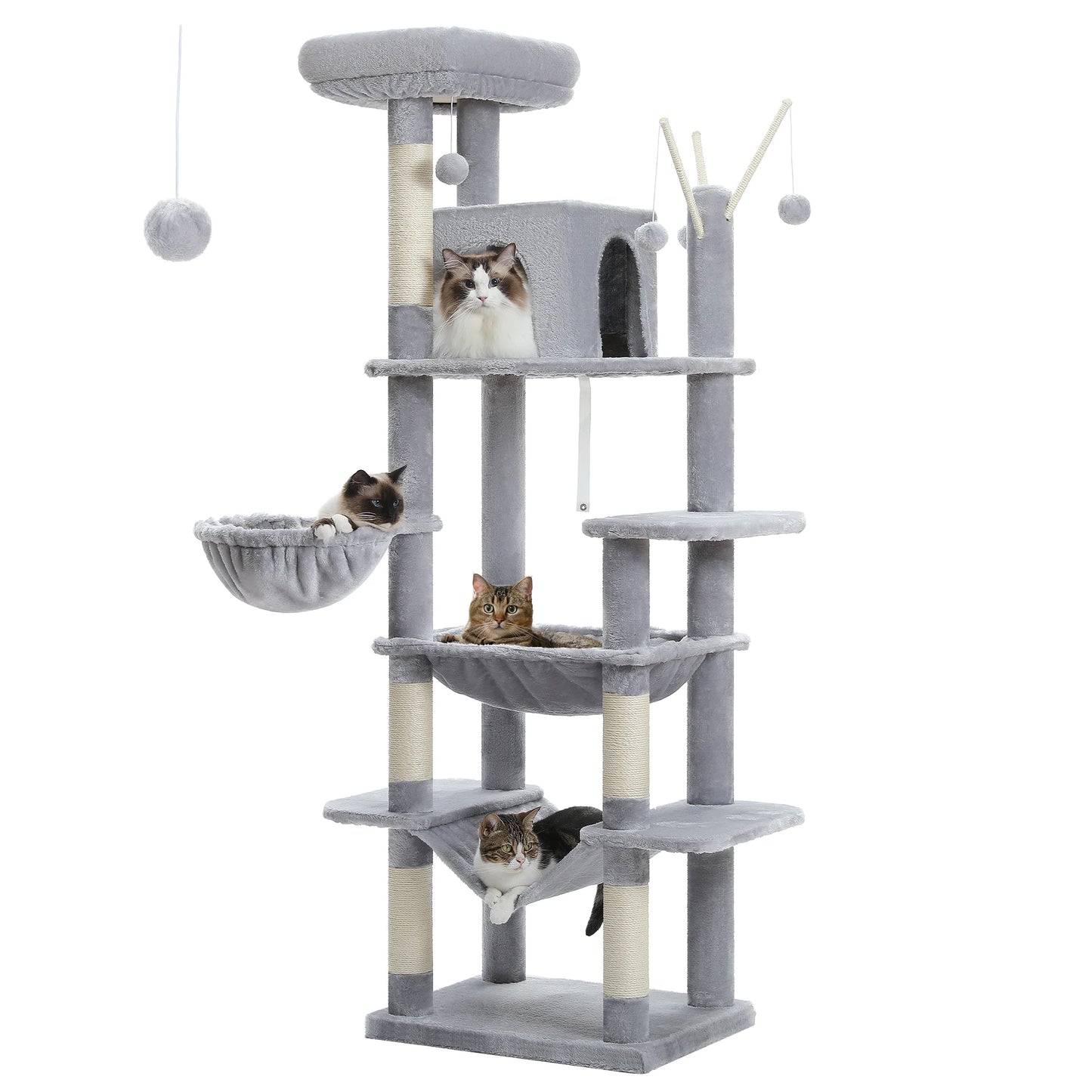 Tall Plush Cat Tower with Caves and Scratching Boards!