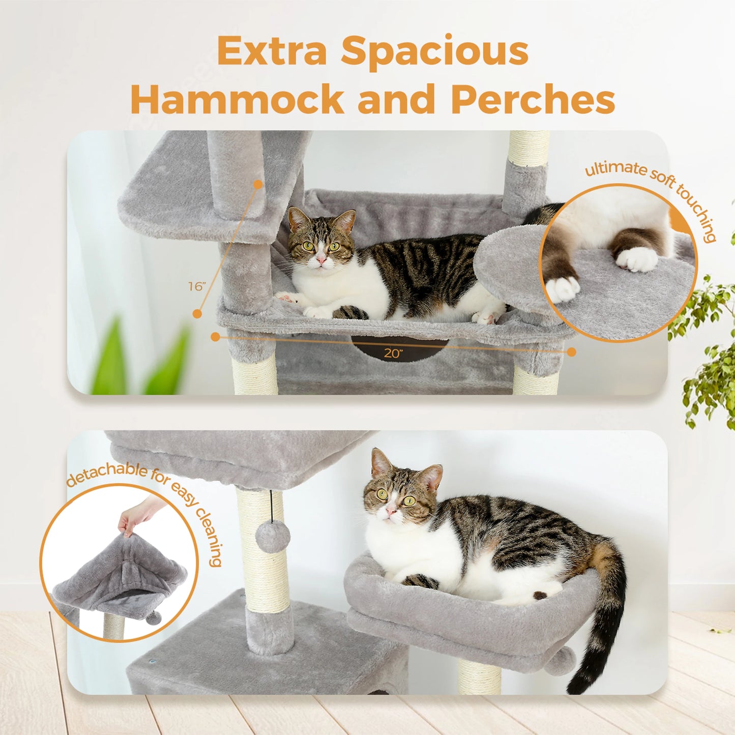 Tall Plush Cat Tower with Caves and Scratching Boards!