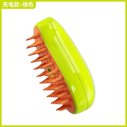 3-in-1 Electric Steam Brush for Pet Grooming & Massage!