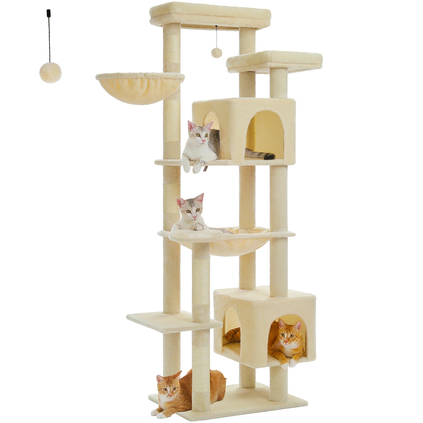 Tall Plush Cat Tower with Caves and Scratching Boards!