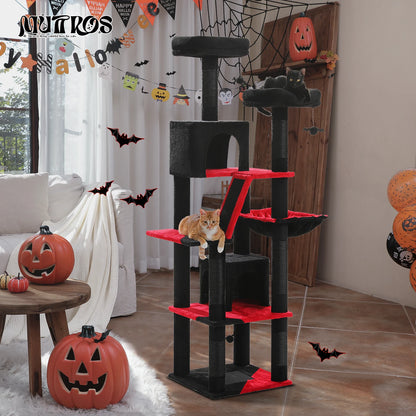 Tall Plush Cat Tower with Caves and Scratching Boards!