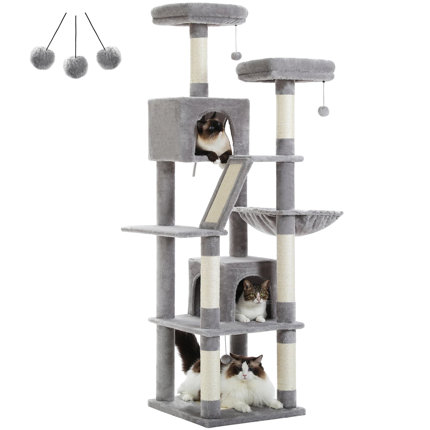 Tall Plush Cat Tower with Caves and Scratching Boards!