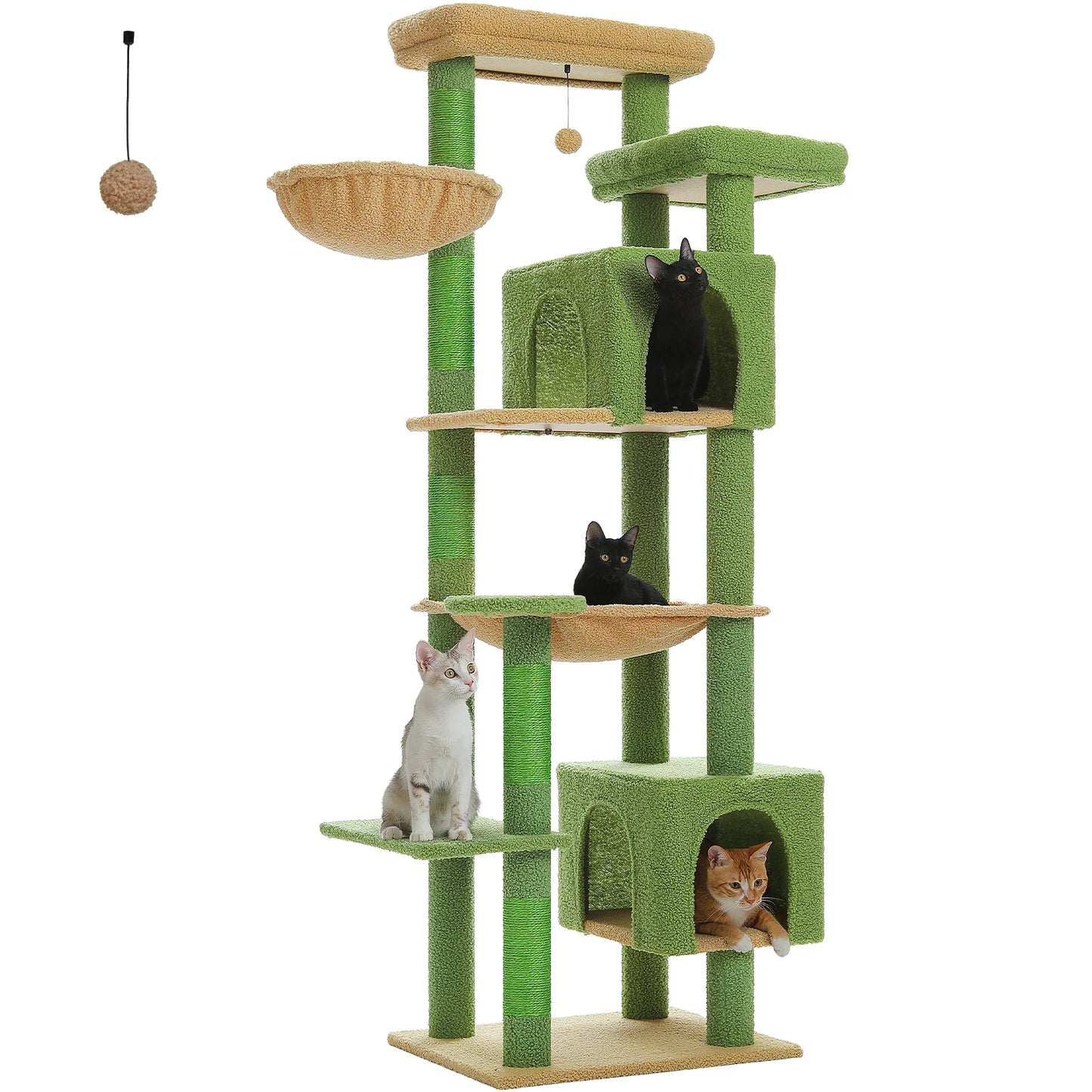 Tall Plush Cat Tower with Caves and Scratching Boards!