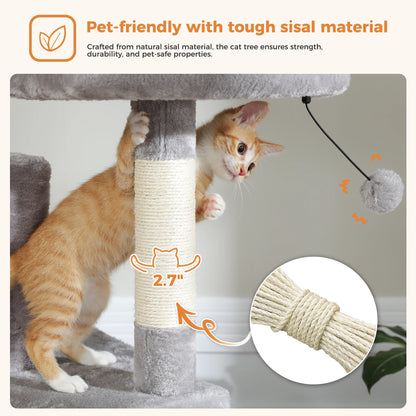 Tall Plush Cat Tower with Caves and Scratching Boards!